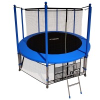 Батут i-Jump Classic 14FT 427 см с нижней сетью и лестницей синий