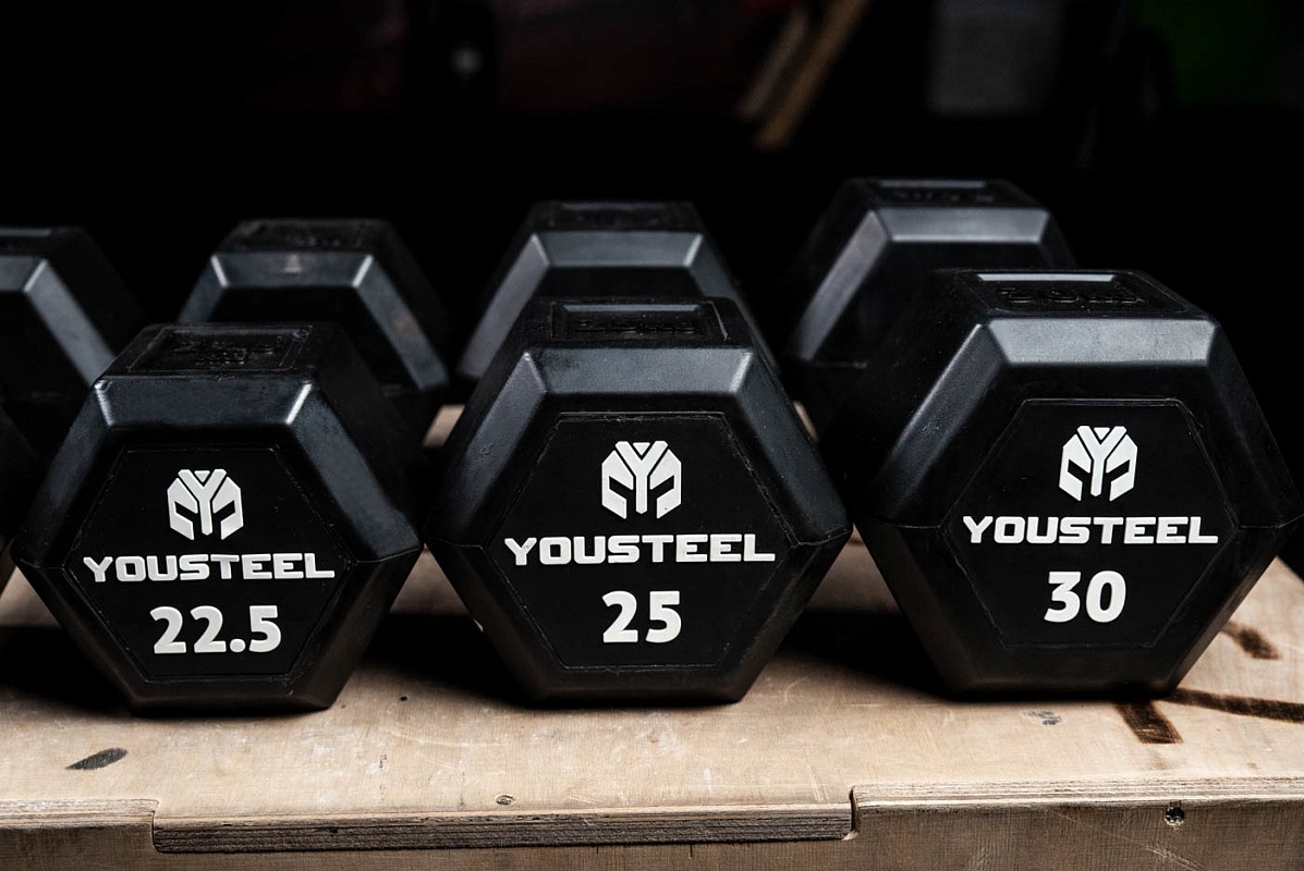 Гантель обрезиненная YouSteel HEX DB 20 кг 1197_800