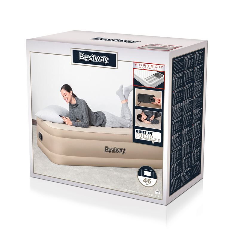 Надувная кровать Bestway Fortech Airbed 191x97x46см, встроенный электронасос 69048 800_800