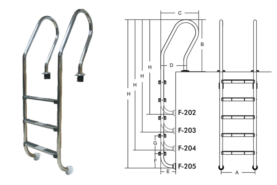 Лестница для бассейнов серии F F205 ПТК Спорт 021-0534 900_600